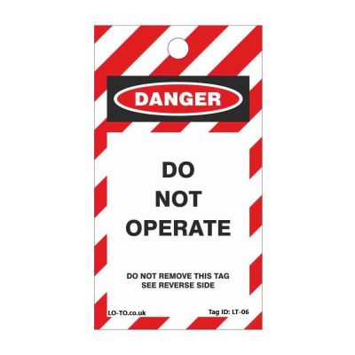 Danger Do Not Operate Lockout Tagout Tags